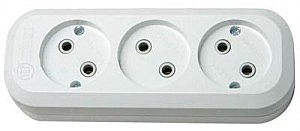 Колодка 3 гн. Makel 10А 250В (корп. ABS, белая) MGP121