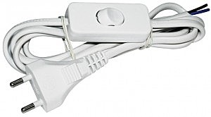 Сетевой шнур IEK  для бра с вилкой с выключателем 2х0,75 2 м УШ-1КВ белый WUP20-02-K01