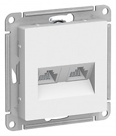 Розетка компьютерная СУ 2 мест. бел. (1+1 пл.осн.,RJ45)Schneider AtlasDesign ATN000185