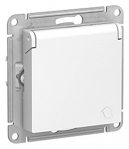 Розетка СП 1 мест. Schneider AtlasAquaDesign мех. бел. Antibacterial земля шторки крышка IP44 ATN440