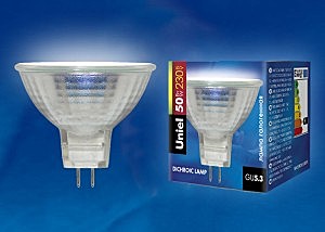 Лампа галогеновая MR16 JCDR GU5.3 220V 50W Uniel JCDR-50/GU5.3