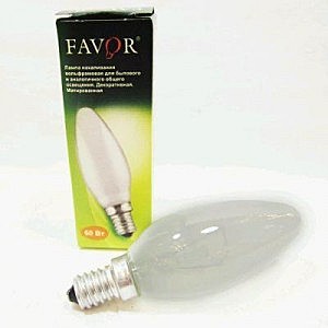 Лампа накаливания E14 Favor 60W 230V B35 свеча матовая (Калашников)