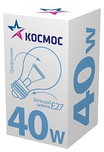 Лампа накаливания E27 Космос 40W 230V А55 шар прозрачная