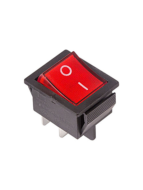 Выключатель кнопка REXANT 250V 16А (4с) ON-OFF красн. подсв. 36-2330