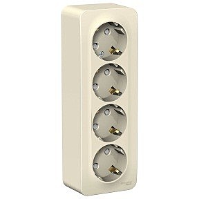 Розетка ОУ 4 мест. Schneider BLANCA 16А молоч. (пласт. осн., земля, шторки, изол. пл.) BLNRA011412