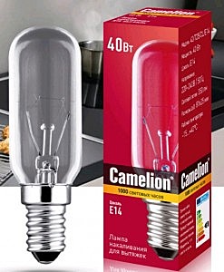 Лампа для вытяжек Camelion  T25 E14 40W(350lm) прозрачная